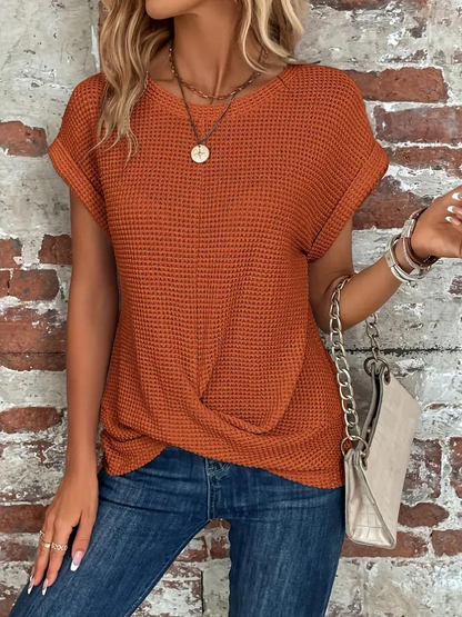 Casual Short Sleeve Knitted Top