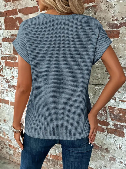 Casual Short Sleeve Knitted Top