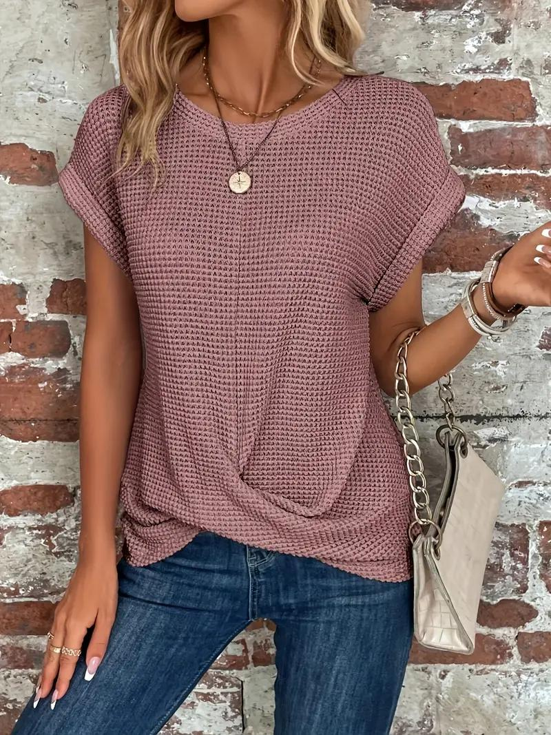 Casual Short Sleeve Knitted Top