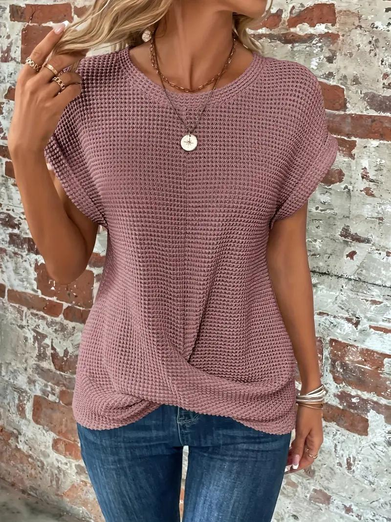 Casual Short Sleeve Knitted Top