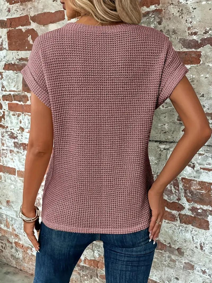 Casual Short Sleeve Knitted Top