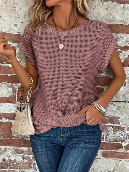 Casual Short Sleeve Knitted Top
