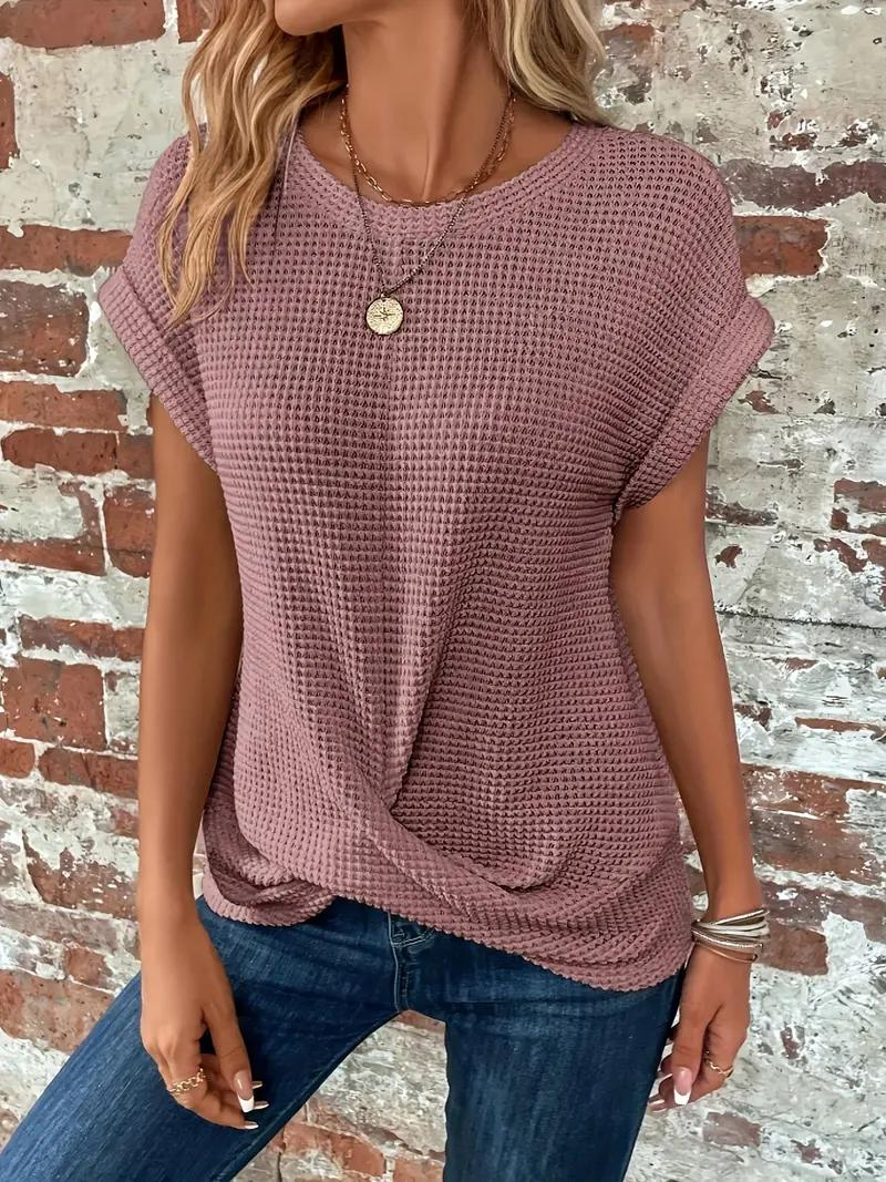 Casual Short Sleeve Knitted Top