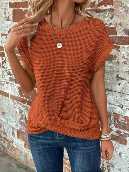 Casual Short Sleeve Knitted Top