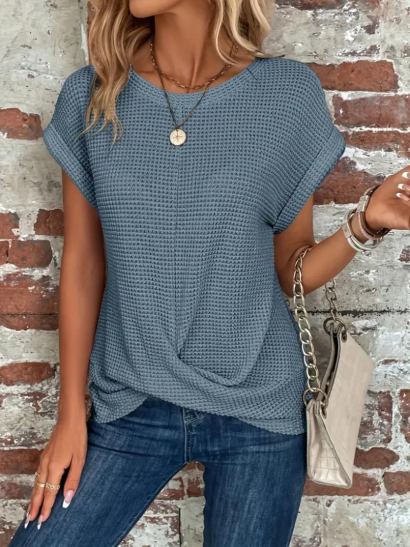 Casual Short Sleeve Knitted Top