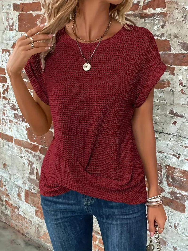 Casual Short Sleeve Knitted Top