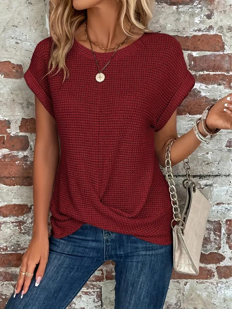 Casual Short Sleeve Knitted Top