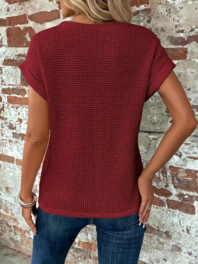 Casual Short Sleeve Knitted Top