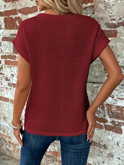 Casual Short Sleeve Knitted Top