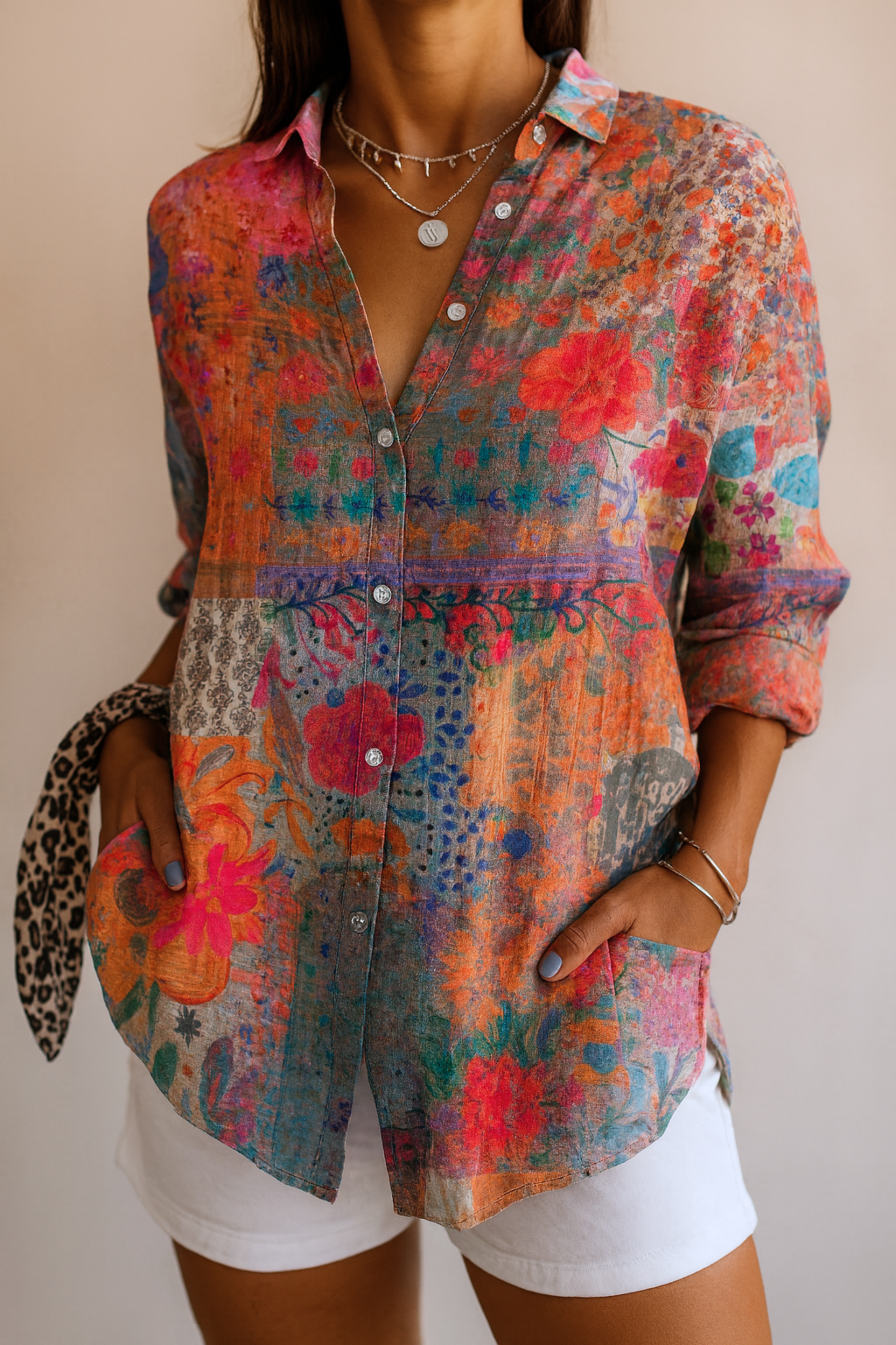 Vibrant Floral Print Women's Blouse