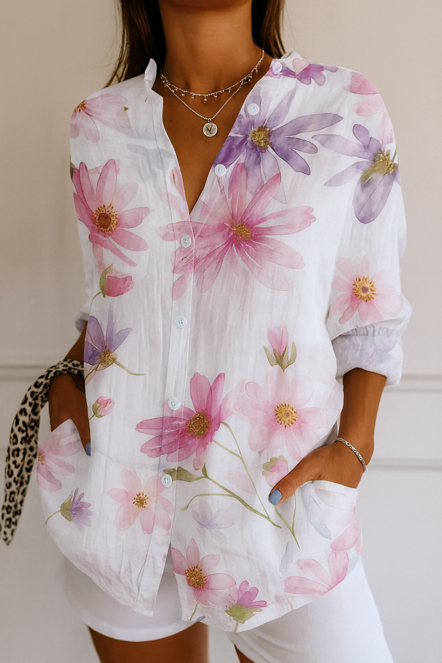 Vibrant Floral Print Women's Blouse