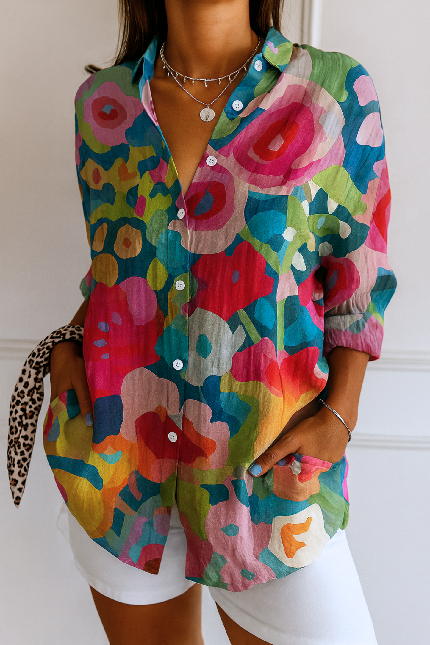 Vibrant Floral Print Women's Blouse