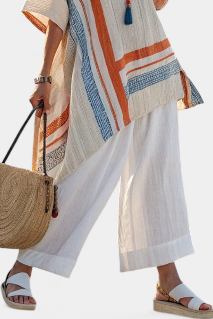 Asymmetrical Blouse & Wide-Leg Pants Set | Summer Fashion Outfit 3