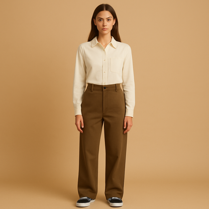 Relaxed Fit Wide Leg Women's Pants