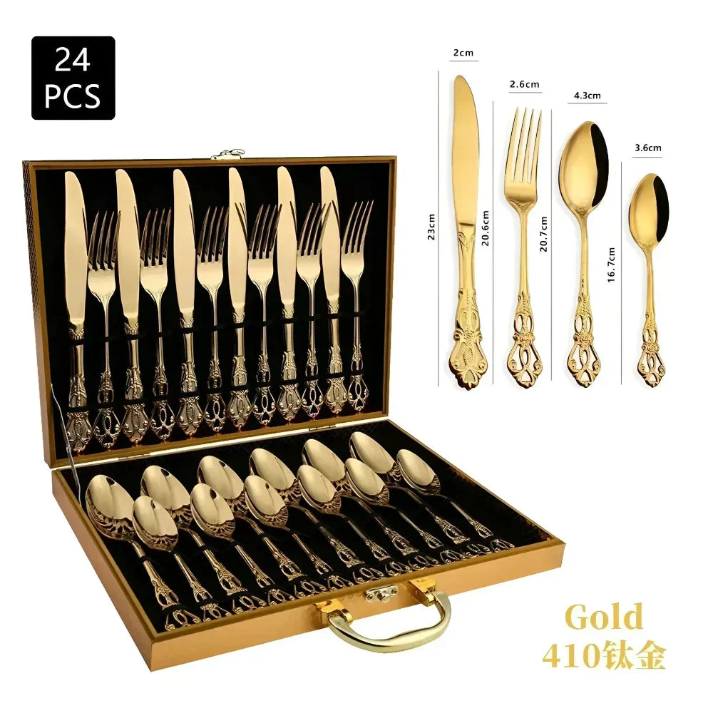 Premium 24-Piece Silverware Stainless Steel Cutlery Set