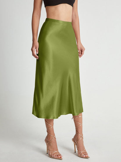 Luxurious Silky Knee Length Skirt