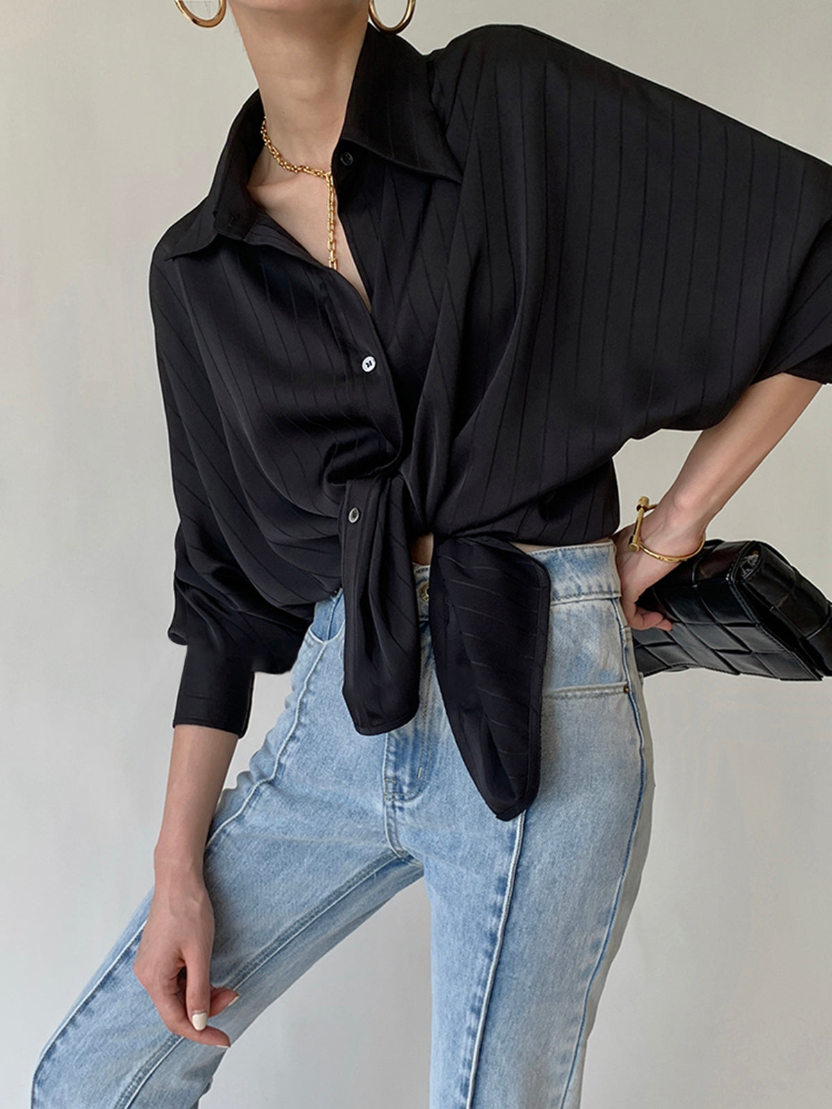 Ladies Loose Fit Casual Button Shirt - Luxivelle