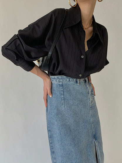 Ladies Loose Fit Casual Button Shirt