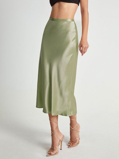 Luxurious Silky Knee Length Skirt