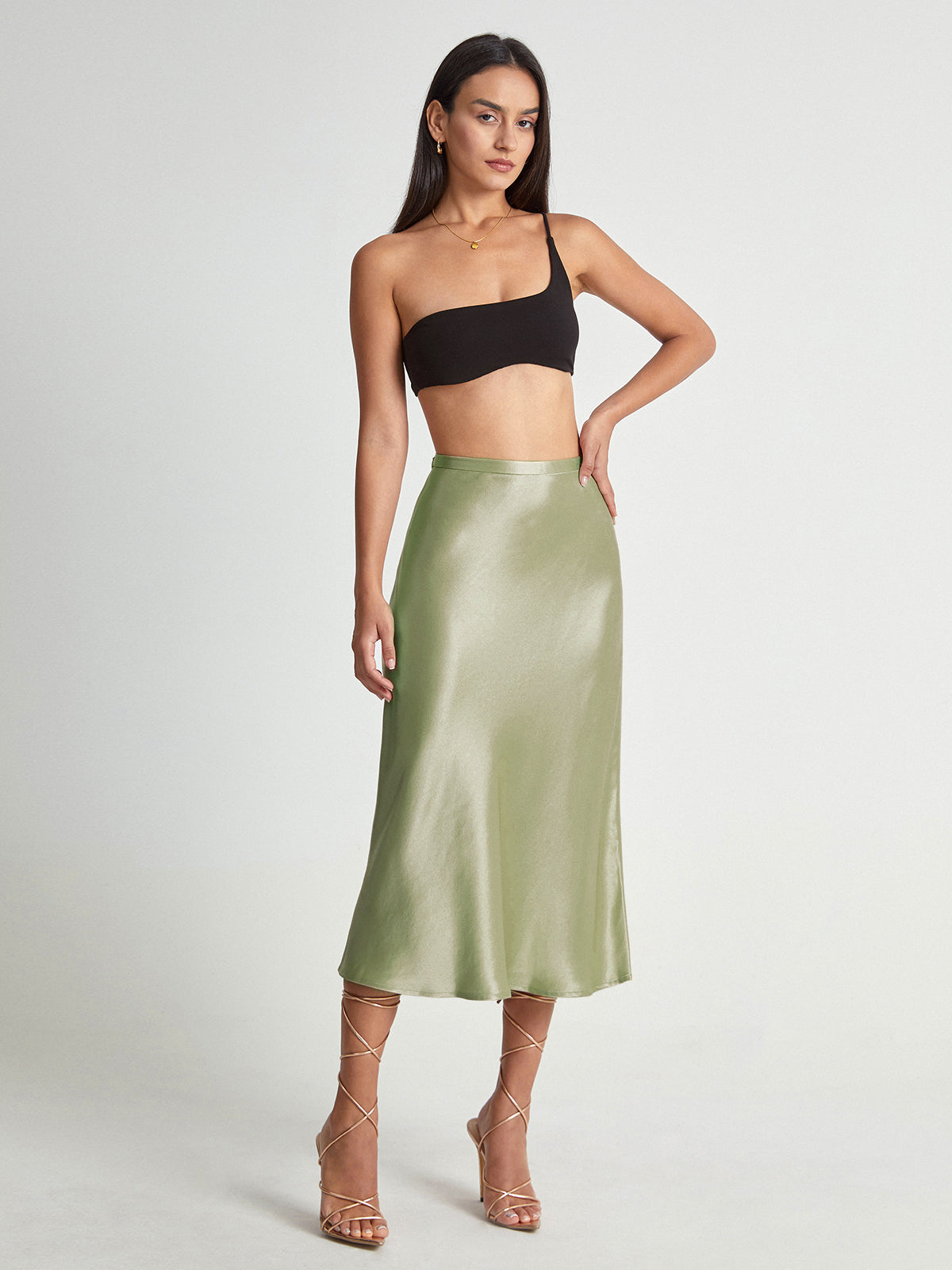 Luxurious Silky Knee Length Skirt
