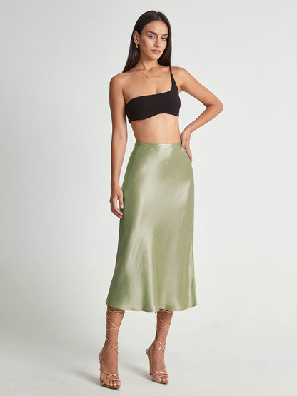 Luxurious Silky Knee Length Skirt