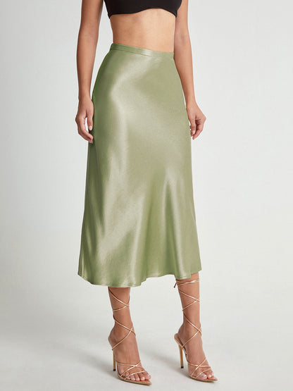 Luxurious Silky Knee Length Skirt