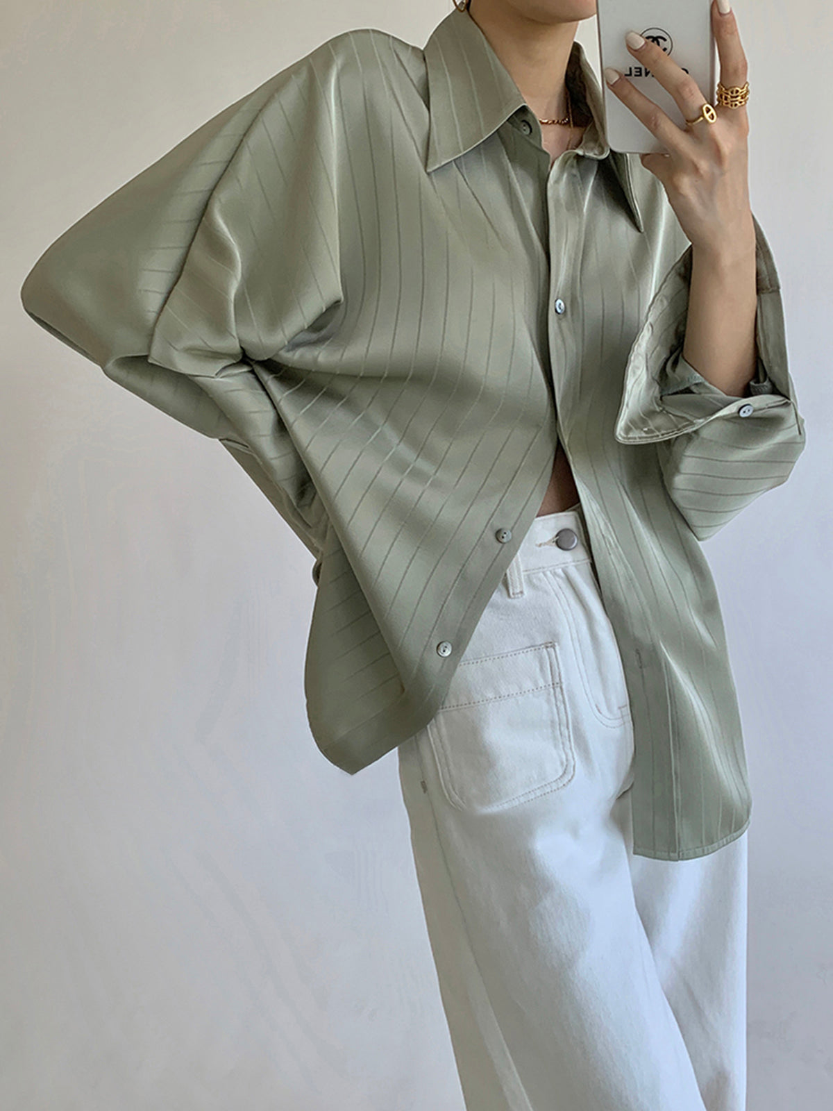 Ladies Loose Fit Casual Button Shirt