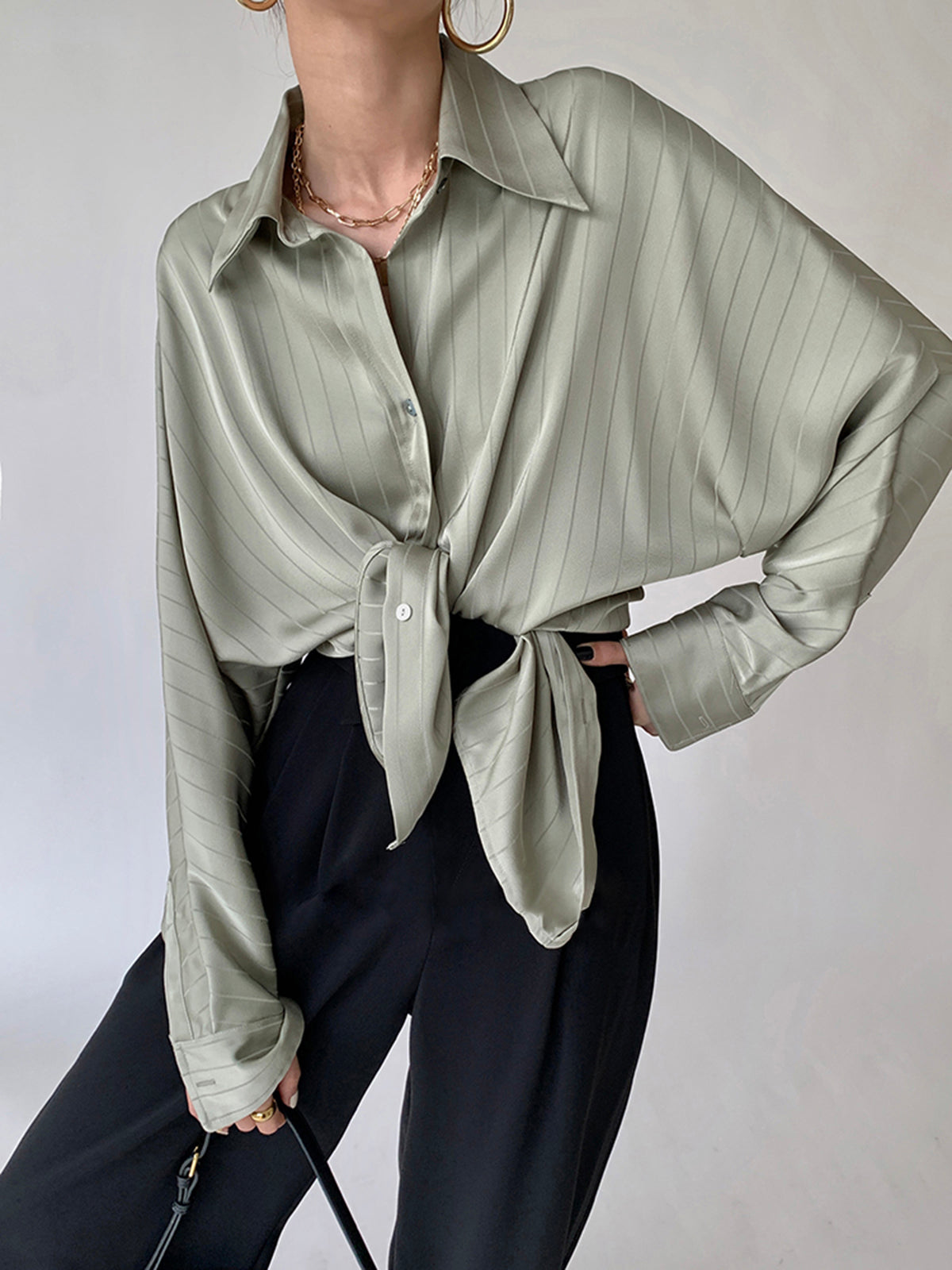 Ladies Loose Fit Casual Button Shirt
