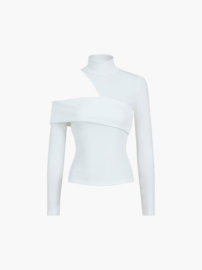 Fashionable Side Cut Out Ribbed Long Sleeve Top