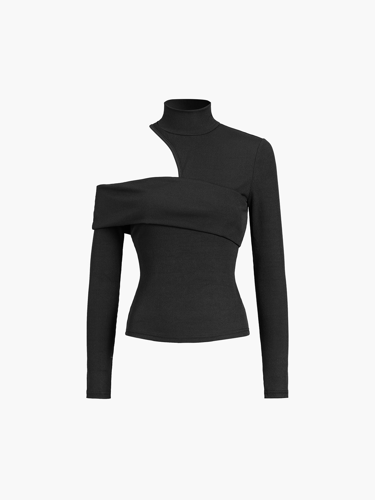 Fashionable Side Cut Out Ribbed Long Sleeve Top