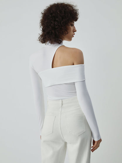 Fashionable Side Cut Out Ribbed Long Sleeve Top