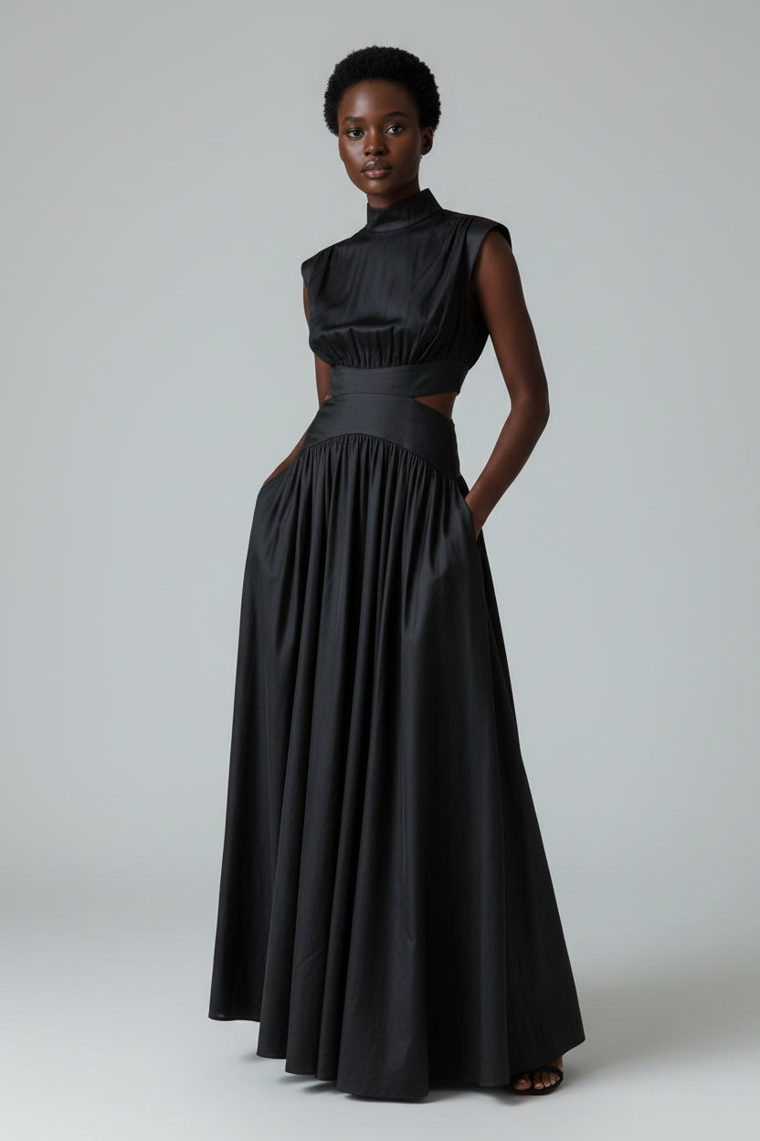 Elegant Long Dress with Cut Out Detail for Ladies - Luxivelle