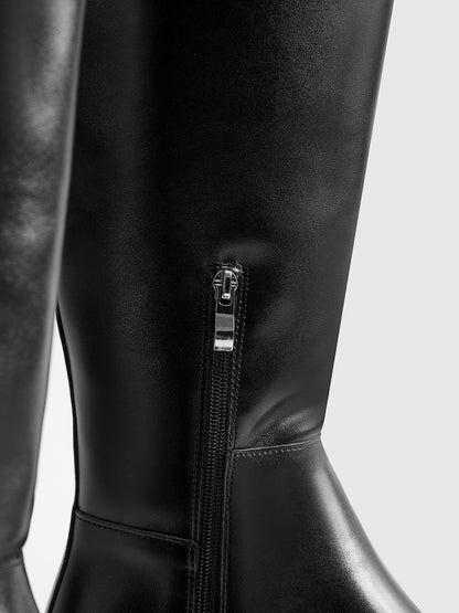Simple Black Mid Calf Boots