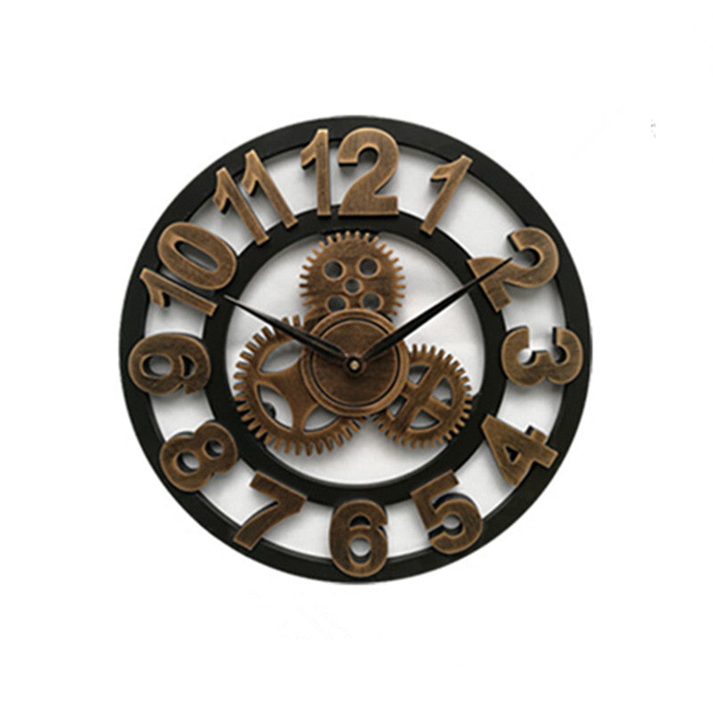 Vintage Style Wall Clock - Rustic Wooden Mechanism Design