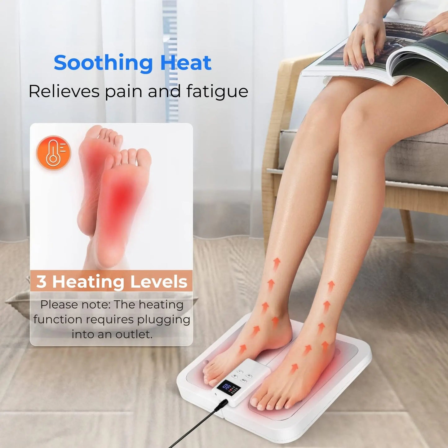 Electric Heated Foot Massager Pad with Massage Therapy