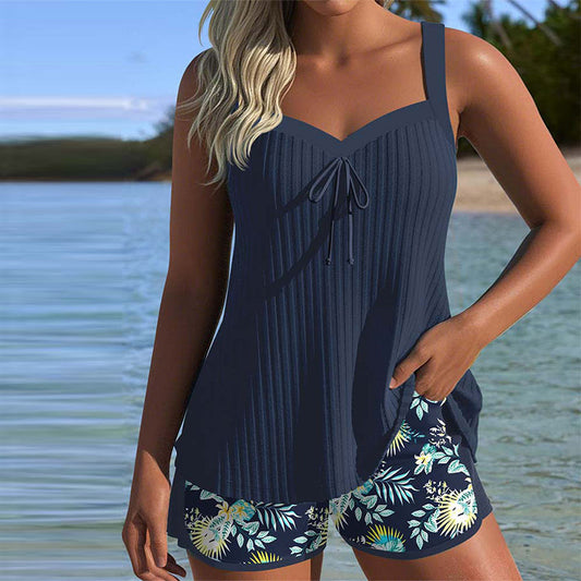 Colorful Striped Swimsuit with Matching Beach Shorts - Luxivelle