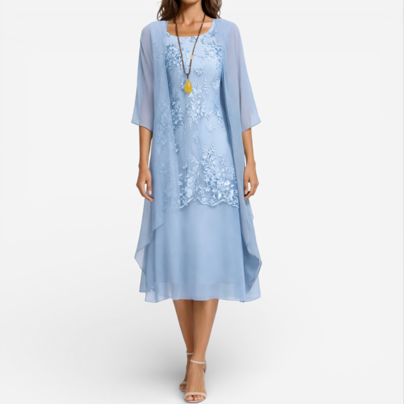Elegant Layered Chiffon Evening Gown - Luxivelle