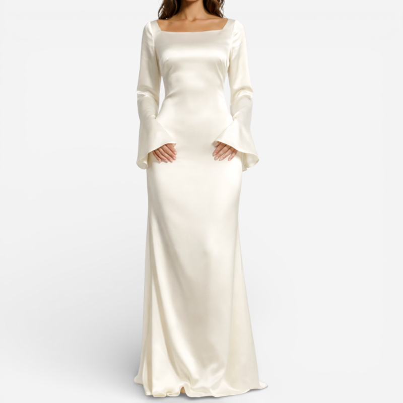 Elegant Satin Evening Gown Dress - Luxivelle