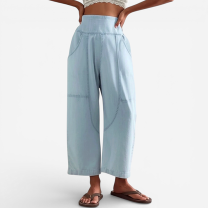 Comfortable High Waisted Loose Fit Trousers