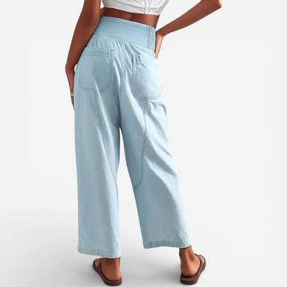 Comfortable High Waisted Loose Fit Trousers