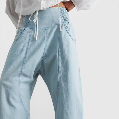 Comfortable High Waisted Loose Fit Trousers