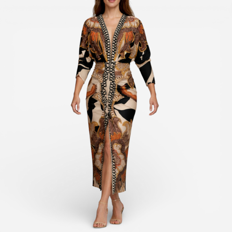 Ladies Elegant Mid Length Split Dress - Luxivelle
