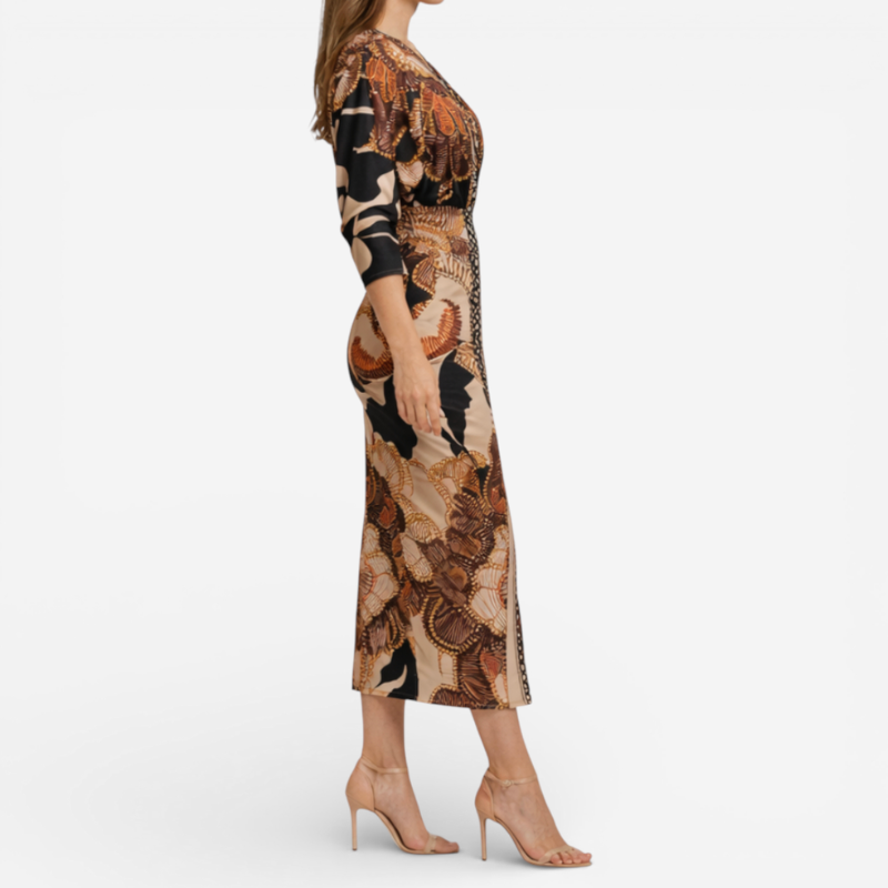 Ladies Elegant Mid Length Split Dress