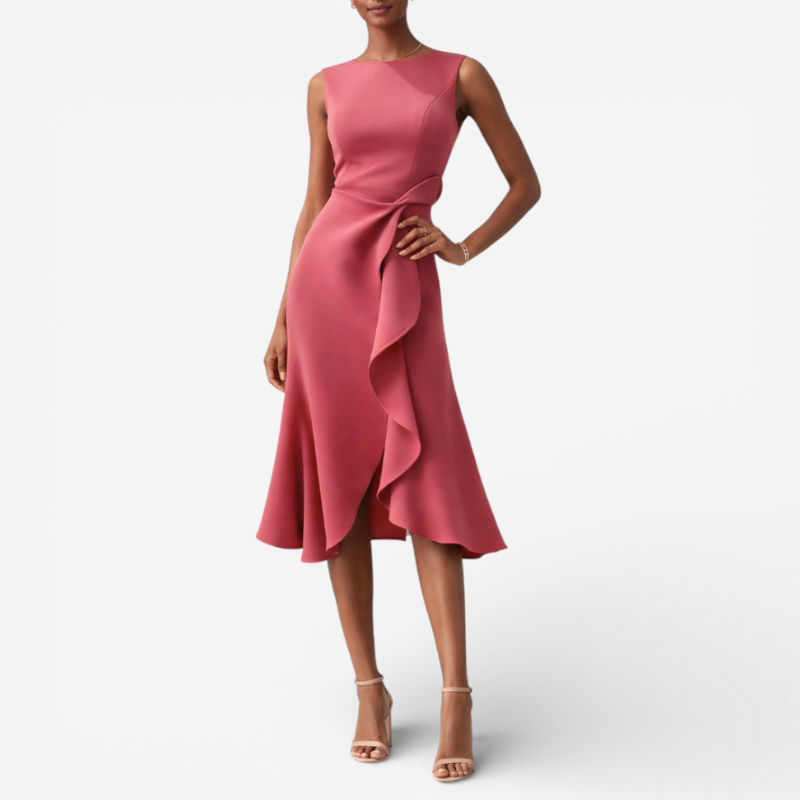 Elegant Ladies' Floral Knee Length Dress