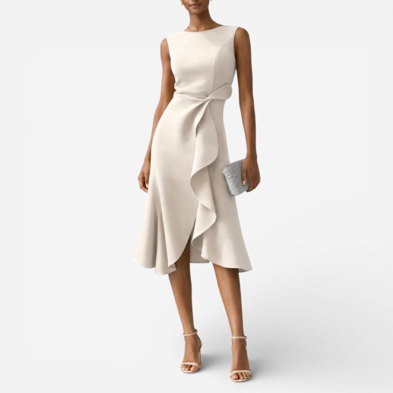 Elegant Ladies' Floral Knee Length Dress