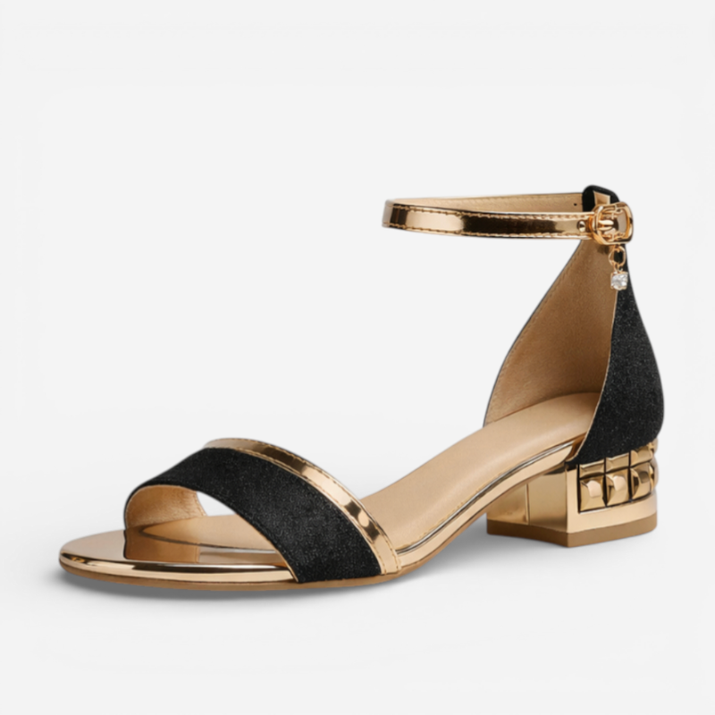 Ladies Classic Low Heel Ankle Sandals