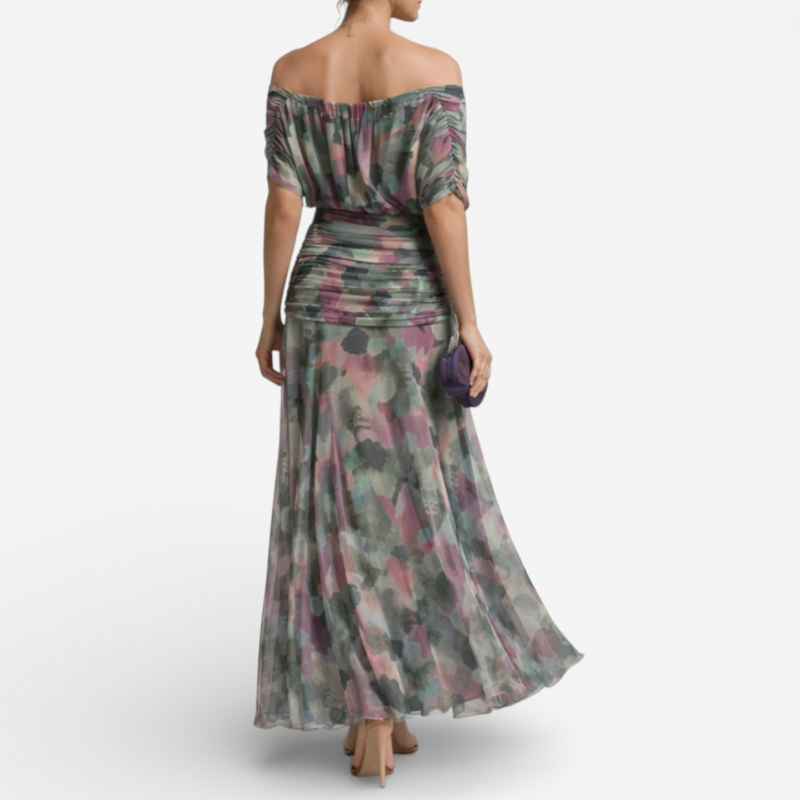 Elegant Ladies Short Sleeve Evening Gown