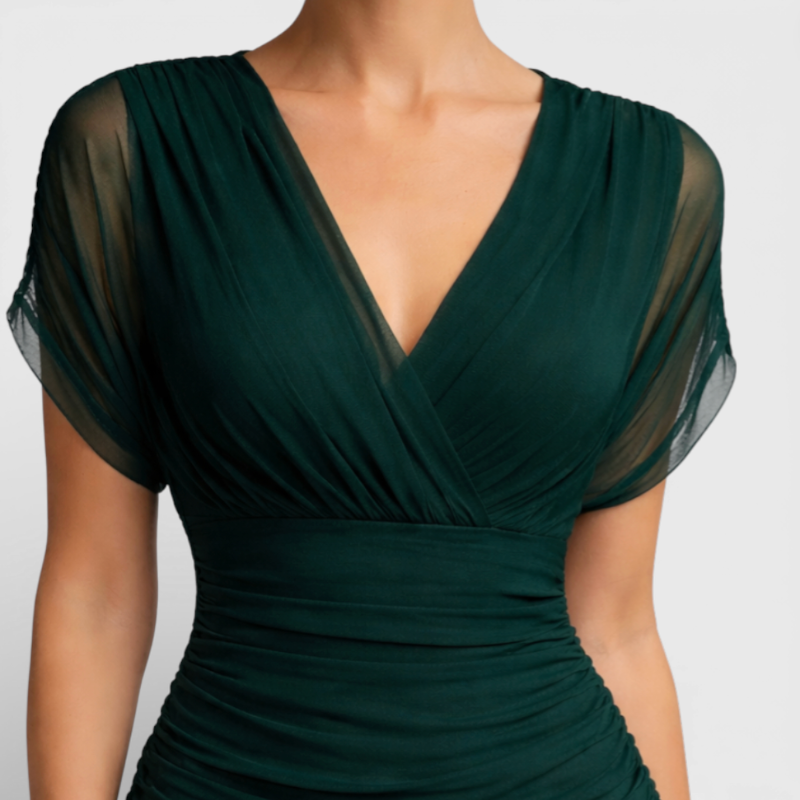 Elegant Ladies Short Sleeve Evening Gown