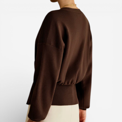 Ladies' Low Cut Front Button Sweater
