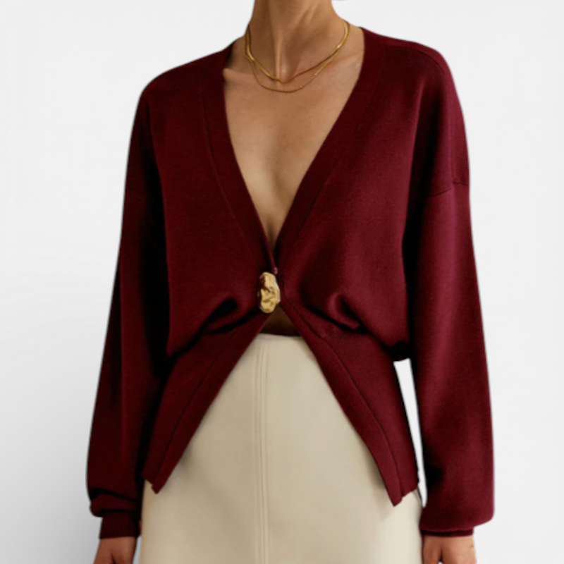 Ladies' Low Cut Front Button Sweater